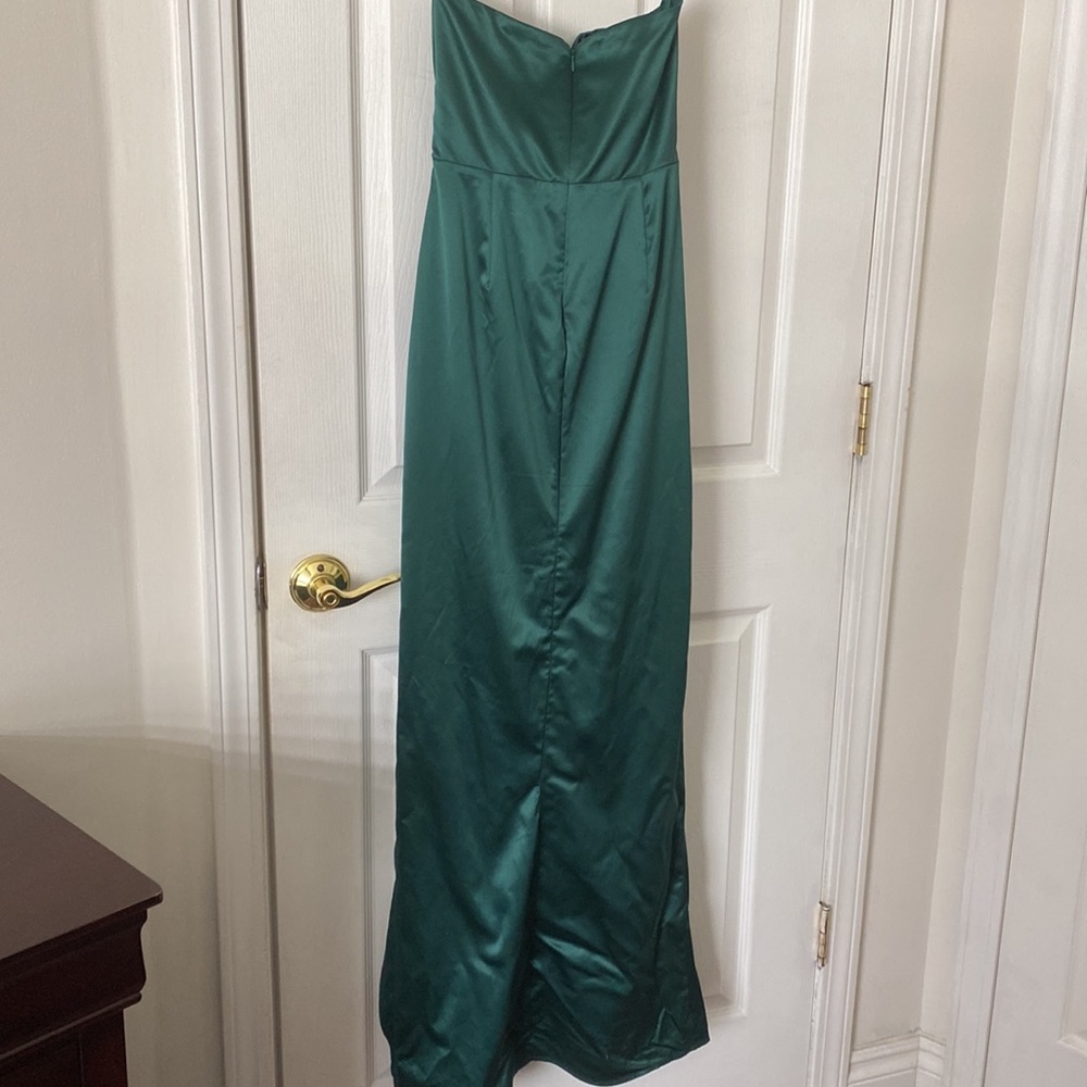 MESHKI Riley Ruched Strapless Drape Split Dress - Picture 8 of 9